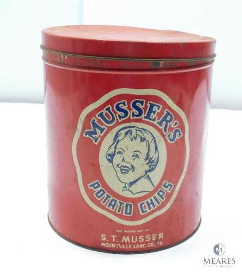Musser's Potato Chips, S.T. Musser Tin Lithographed Canister
