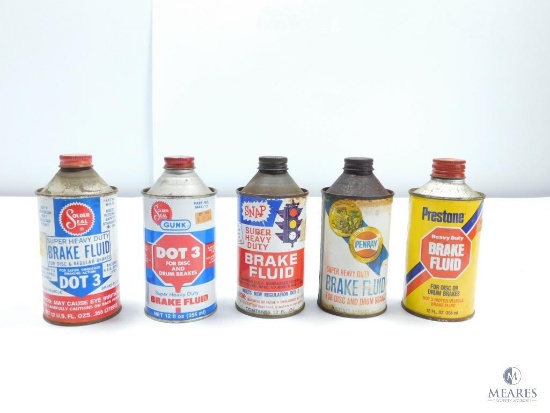 Lot of Five Vintage Brake Fluid Cans