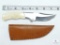 New Bone Handle Fixed Blade Skinner With Leather Sheath