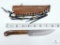 New Burlwood Handle Fixed Blade Skinner With Leather Sheath