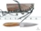 New Burlwood Handle Fixed Blade Skinner With Leather Sheath