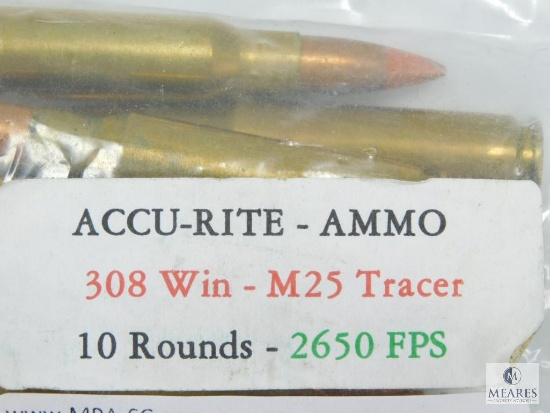 10 Rounds Accu-Rite Ammo, 308 Win, M25 Tracer, 2650 FPS