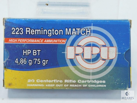 20 Rounds 223 Remington Match, HP BT, 75 Grain