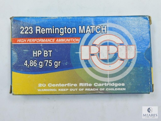 20 Rounds 223 Remington Match, HP BT, 75 Grain
