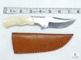 New Bone Handle Fixed Blade Skinner With Leather Sheath