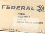 Four Boxes of 800 Rounds Federal Rimfire Cartridges, 22 LR, 40 Grain LRN