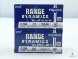 100 Rounds Fiocchi Range Dynamics FMJ 5.56 NATO 55 Grain 3240 FPS