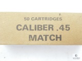50 Cartridges Caliber .45 Match