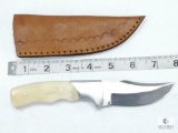 New Bone Handle Fixed Blade Skinner With Leather Sheath