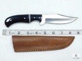 New Horn Handled Fixed Blade Hunter With Leather Sheath