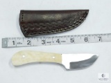 New Bone Handle Fixed Blade Skinner With Leather Sheath
