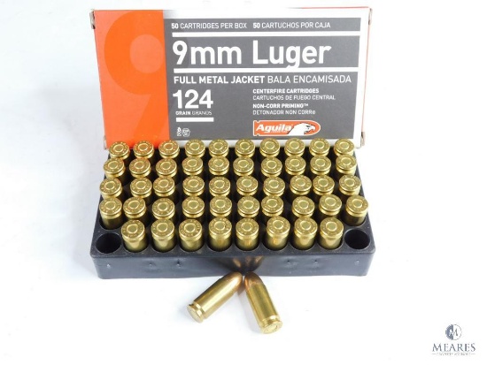 50 Rounds Aguila 9mm Luger 124 Grain FMJ