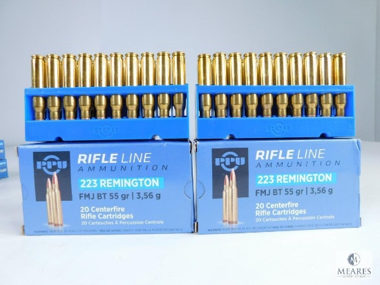 40 Rounds PPU 223 Remington FMJ BT, 55 Grain