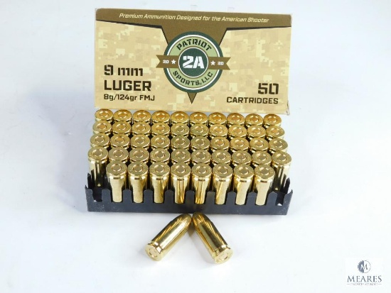 50 Rounds 9mm Luger Patriot 2A Sports, LLC 8g/124gr FMJ