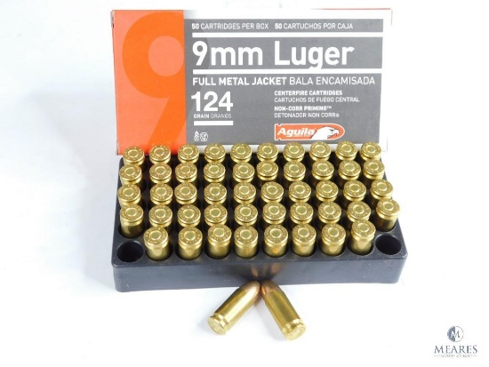 50 Rounds Aguila 9mm Luger 124 Grain FMJ