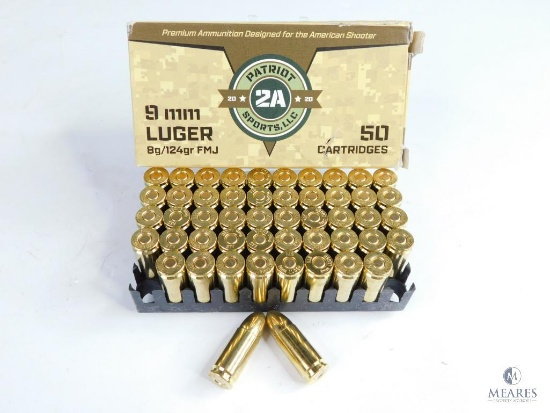 50 Rounds 9mm Luger Patriot 2A Sports, LLC 8g/124gr FMJ