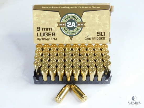 50 Rounds 9mm Luger Patriot 2A Sports, LLC 8g/124gr FMJ