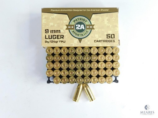 50 Rounds 9mm Luger Patriot 2A Sports, LLC 8g/124gr FMJ