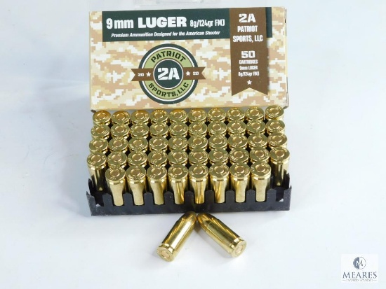 50 Rounds 9mm Luger Patriot 2A Sports, LLC 8g/124gr FMJ