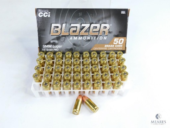 50 Rounds CCI Blazer 9mm Luger 115 Grain FMJ