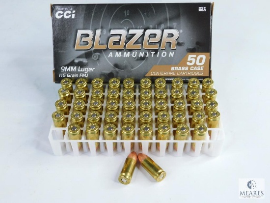 50 Rounds CCI Blazer 9mm Luger 115 Grain FMJ