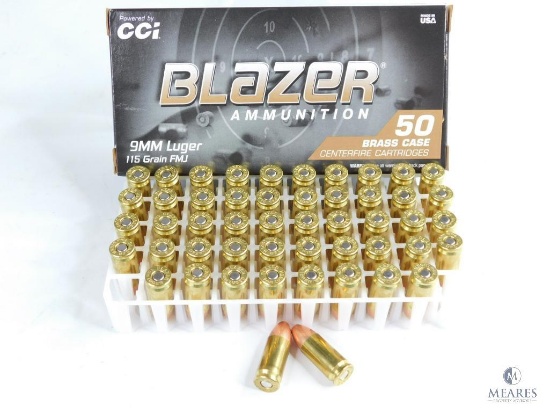 50 Rounds CCI Blazer 9mm Luger 115 Grain FMJ