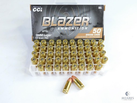 50 Rounds CCI Blazer 9mm Luger 115 Grain FMJ