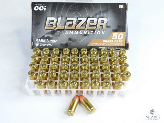 50 Rounds CCI Blazer 9mm Luger 115 Grain FMJ
