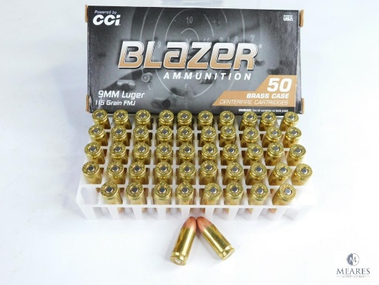 50 Rounds CCI Blazer 9mm Luger 115 Grain FMJ