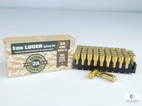 50 Rounds 9mm Luger Patriot 2A Sports, LLC 8g/124gr FMJ
