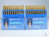 40 Rounds PPU 223 Remington FMJ BT, 55 Grain