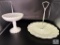 Vintage Milk Glass Pedestal Candy Dish and Sandwich Plate