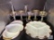 Vintage Milk Glass Gold Trim Trays, Glasses and Candle Holders