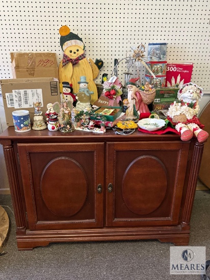 Christmas Decor with Wooden Cabinet