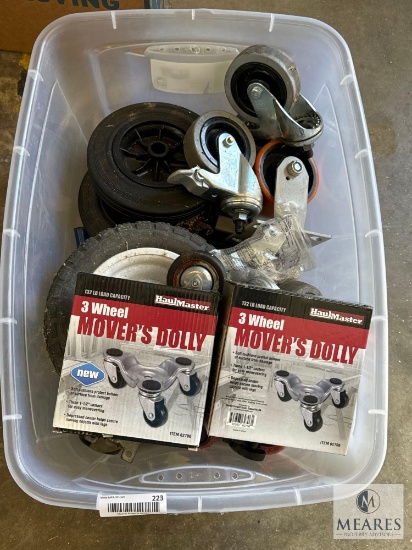Tote of Coaster Wheels and Three-wheel Mover's Dollies