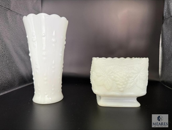 Vintage Milk Glass Pedestal Vases