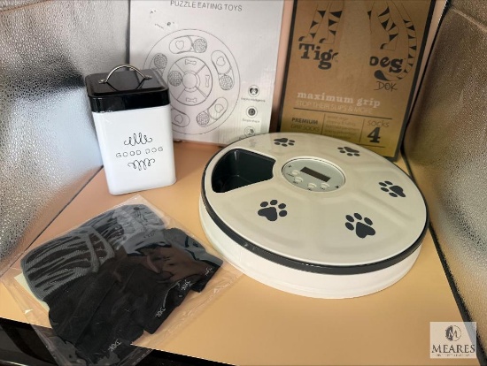 Dog Supplies - Automatic Feeder, Puzzle, Socks and Tin