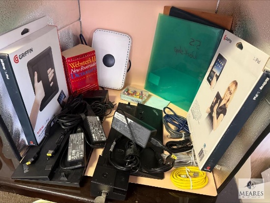 Two ThinkPad Docking Stations with Cords, iPad Holders