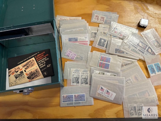 Collection of US Stamp Sets and Blocks with Metal Box