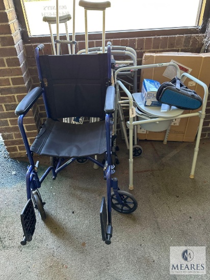 Medical Lot with Manual Wheelchair, Walkers, Bedside Toilet