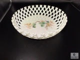 Vintage Milk Glass Basket with Braided Sides