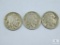Buffalo Nickels 1920-S (AG-G), 1923 (F), 1938-D (F-VF)