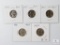 Group of Five 1950s Jefferson Nickels