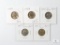 Group of Five Mixed Jefferson Nickels