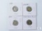 Four Mixed Date and Mint Mercury Silver Dimes