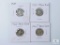 Four Mixed Date and Mint Mercury Silver Dimes