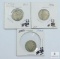 Three Circulated Liberty Nickels 1892, 1900, 1911