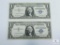 Two Sequential 1957 $1.00 Silver Certificate, STAR NOTES, Crisp UNC.