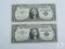 Two Sequential 1957 $1.00 Silver Certificate, Crisp UNC.