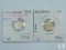 1937 (VF-XF) 1st Year of Issue & 1943 (XF) New Zealand Three Pence, Both Silver